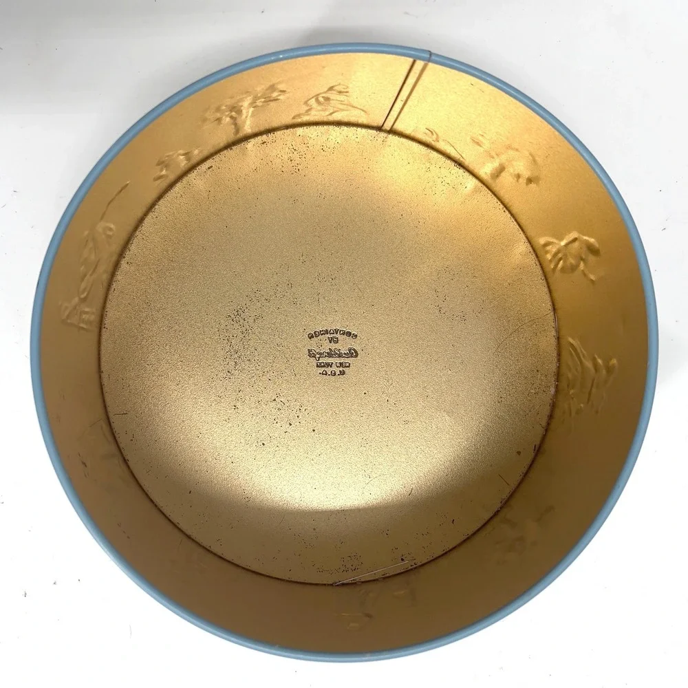 Guildcraft New York Blue Jasperware Style Tin‎ Container Trinket Box Vintage